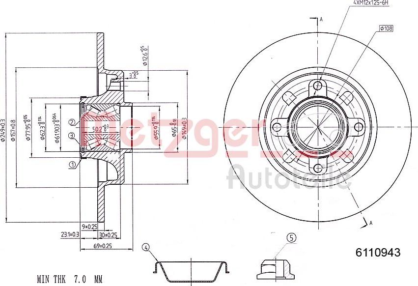 Metzger 6110943 - Спирачен диск vvparts.bg