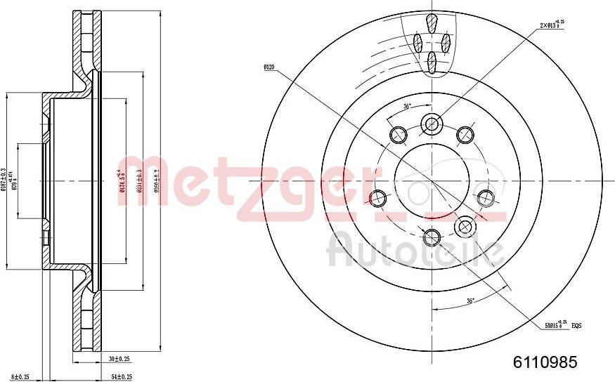 Metzger 6110985 - Спирачен диск vvparts.bg