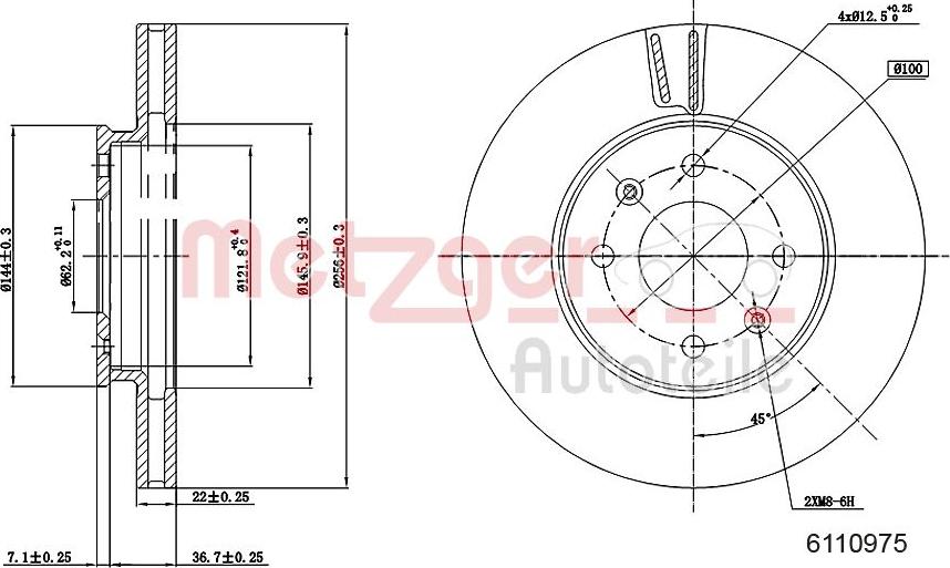 Metzger 6110975 - Спирачен диск vvparts.bg