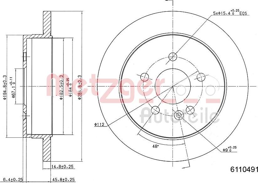 Metzger 6110491 - Спирачен диск vvparts.bg