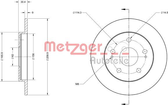 Metzger 6110498 - Спирачен диск vvparts.bg