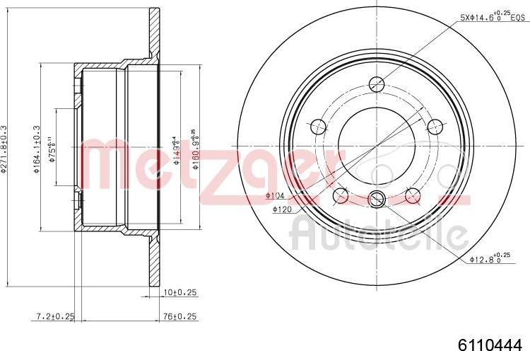 Metzger 6110444 - Спирачен диск vvparts.bg