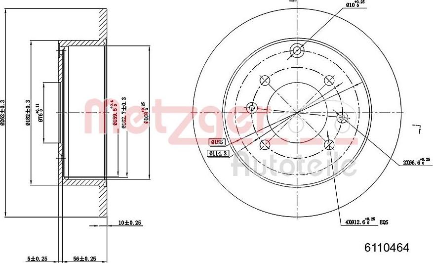 Metzger 6110464 - Спирачен диск vvparts.bg