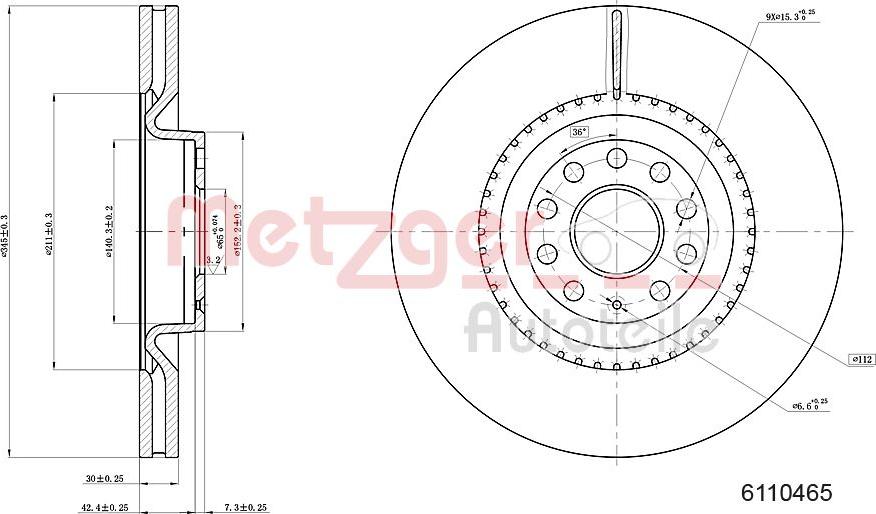 Metzger 6110465 - Спирачен диск vvparts.bg