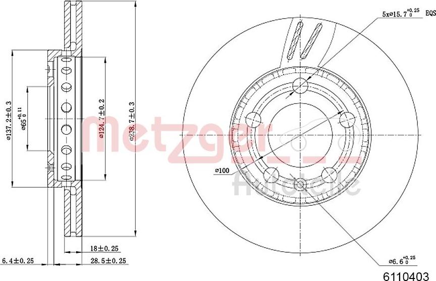 Metzger 6110403 - Спирачен диск vvparts.bg