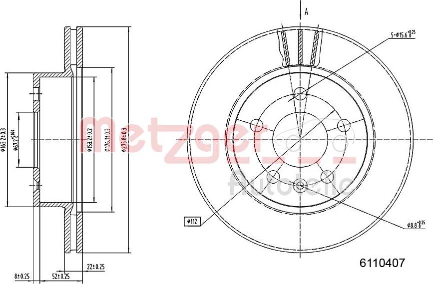 Metzger 6110407 - Спирачен диск vvparts.bg