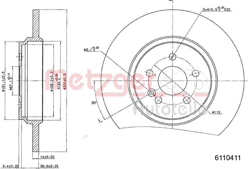 Metzger 6110411 - Спирачен диск vvparts.bg