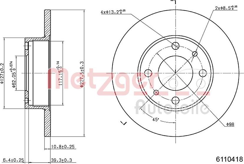 Metzger 6110418 - Спирачен диск vvparts.bg