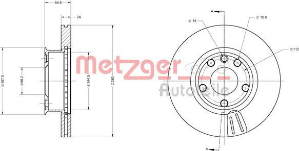 Metzger 6110484 - Спирачен диск vvparts.bg