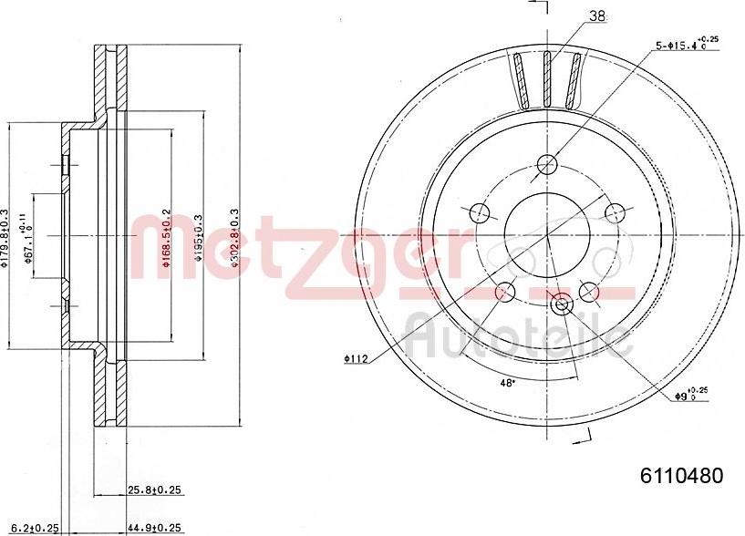 Metzger 6110480 - Спирачен диск vvparts.bg