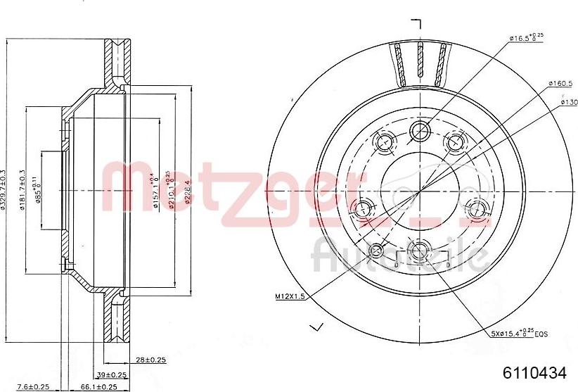 Metzger 6110434 - Спирачен диск vvparts.bg