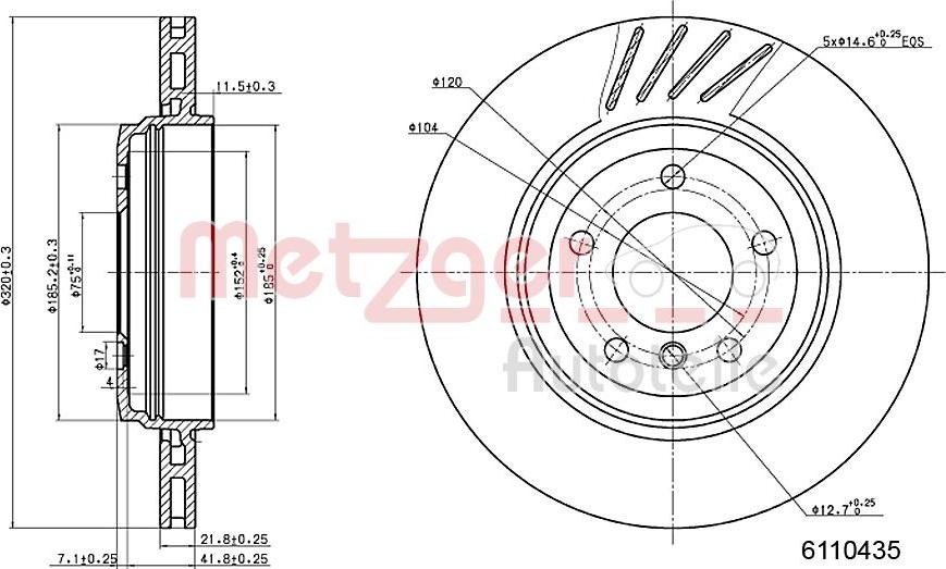 Metzger 6110435 - Спирачен диск vvparts.bg