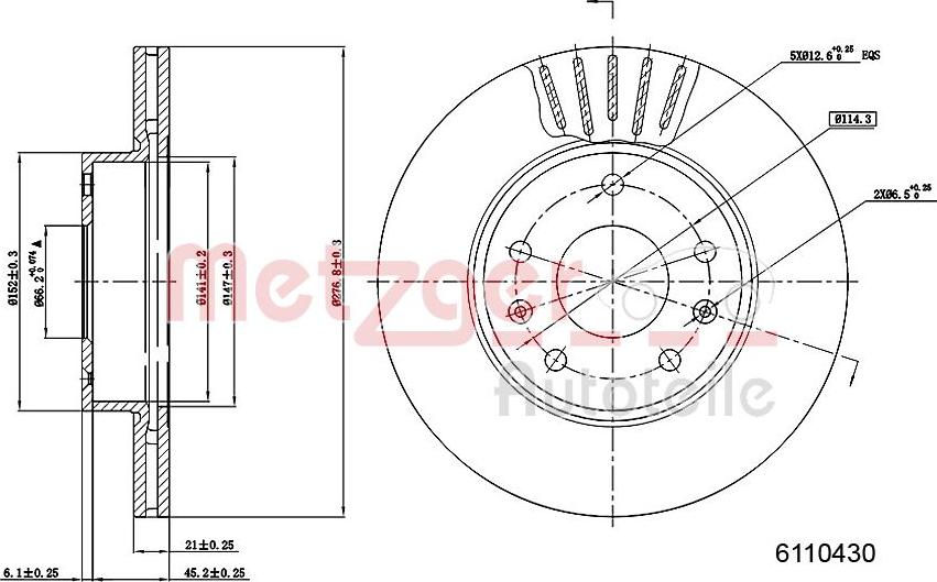 Metzger 6110430 - Спирачен диск vvparts.bg