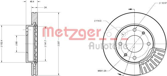 Metzger 6110433 - Спирачен диск vvparts.bg