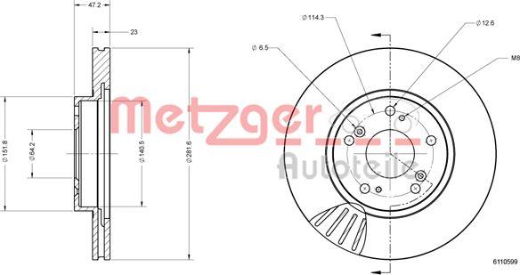 Metzger 6110599 - Спирачен диск vvparts.bg