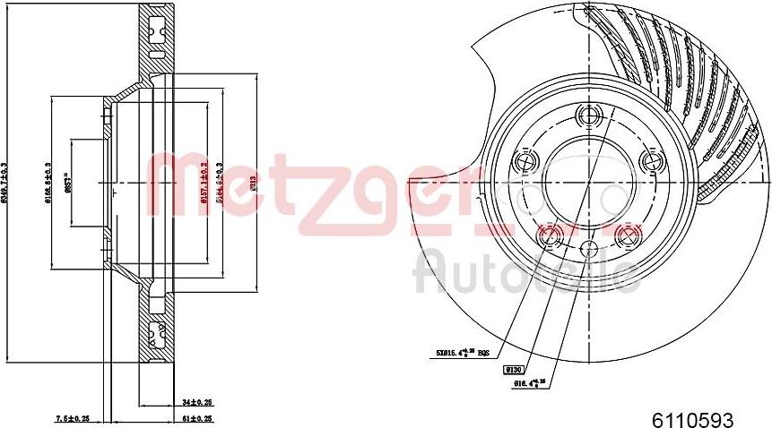 Metzger 6110593 - Спирачен диск vvparts.bg