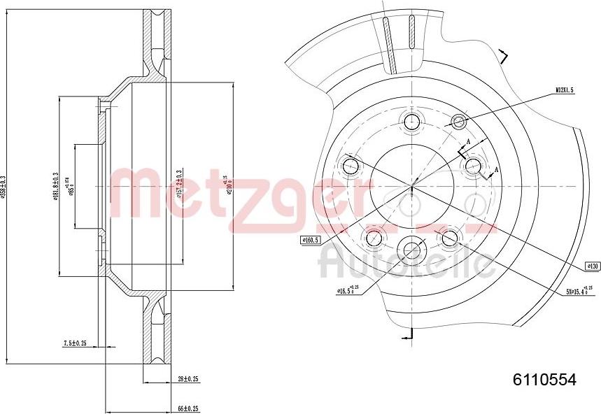 Metzger 6110554 - Спирачен диск vvparts.bg