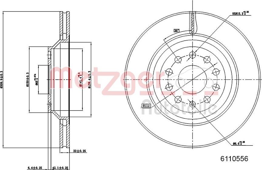 Metzger 6110556 - Спирачен диск vvparts.bg