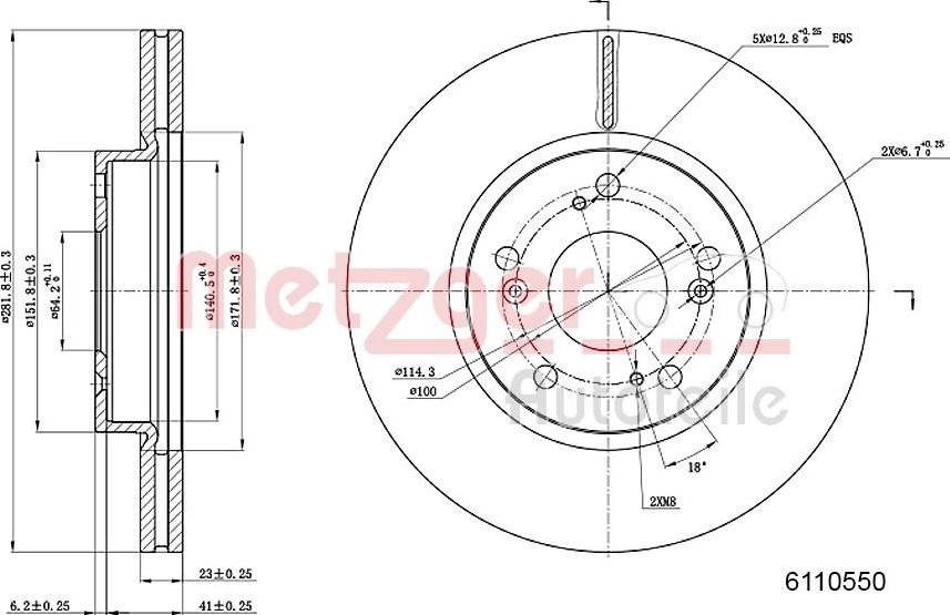 Metzger 6110550 - Спирачен диск vvparts.bg