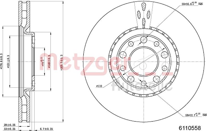 Metzger 6110558 - Спирачен диск vvparts.bg