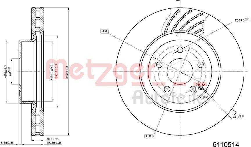 Metzger 6110514 - Спирачен диск vvparts.bg