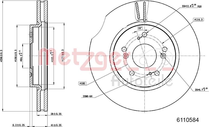 Metzger 6110584 - Спирачен диск vvparts.bg