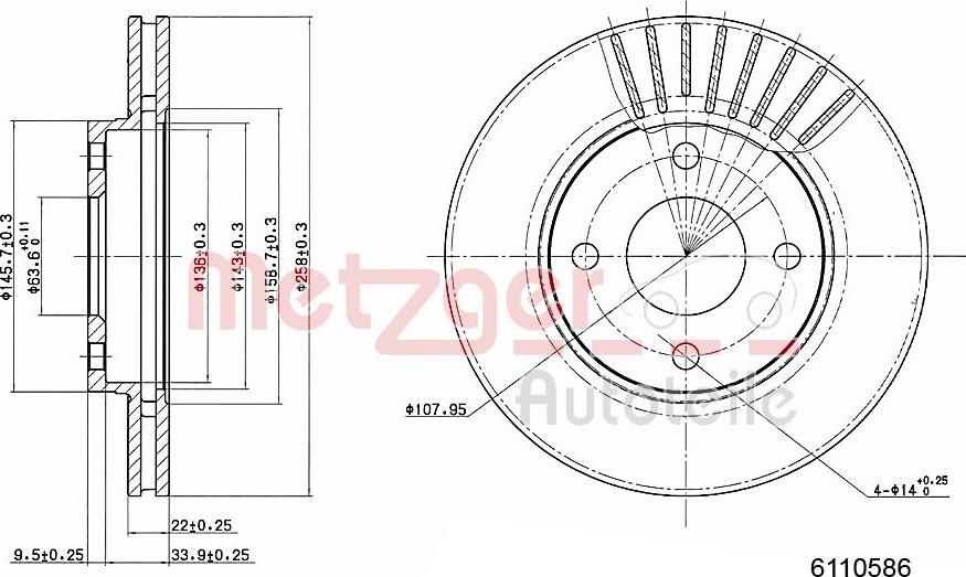 Metzger 6110586 - Спирачен диск vvparts.bg