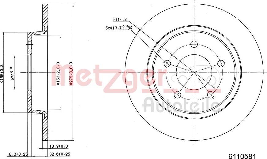 Metzger 6110581 - Спирачен диск vvparts.bg