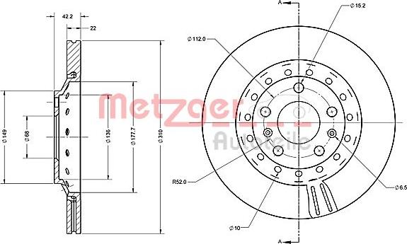 Metzger 6110588 - Спирачен диск vvparts.bg