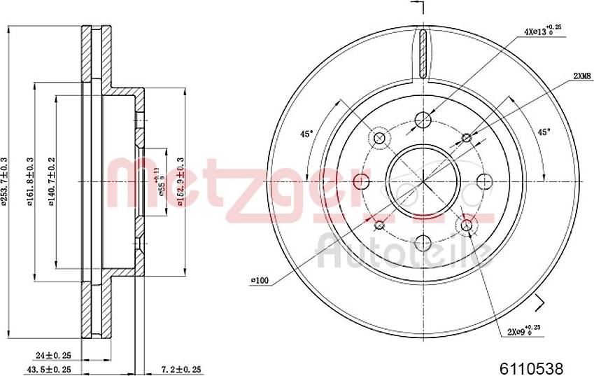 Metzger 6110538 - Спирачен диск vvparts.bg