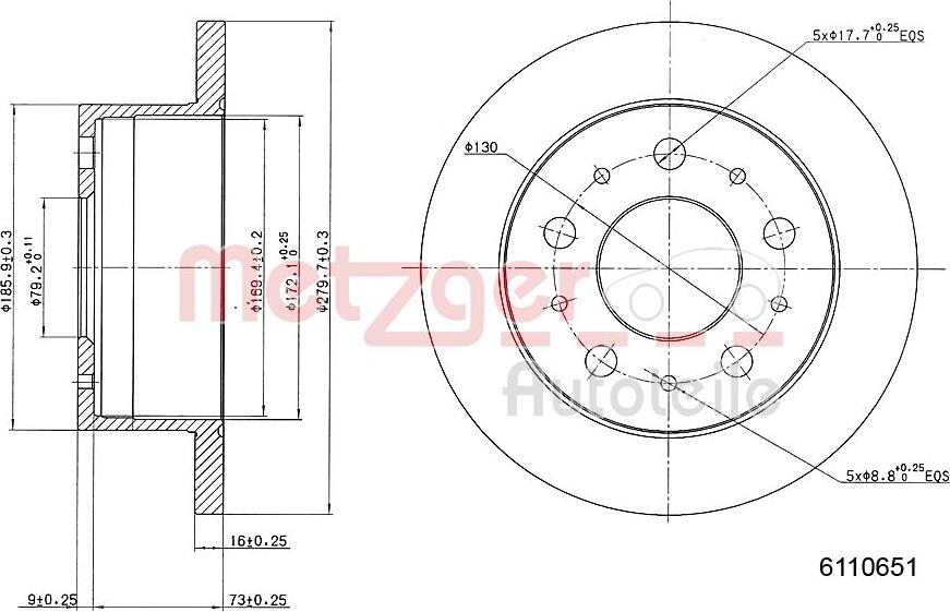 Metzger 6110651 - Спирачен диск vvparts.bg