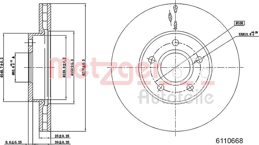 Metzger 6110668 - Спирачен диск vvparts.bg