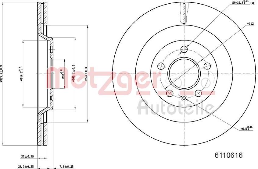 Metzger 6110616 - Спирачен диск vvparts.bg