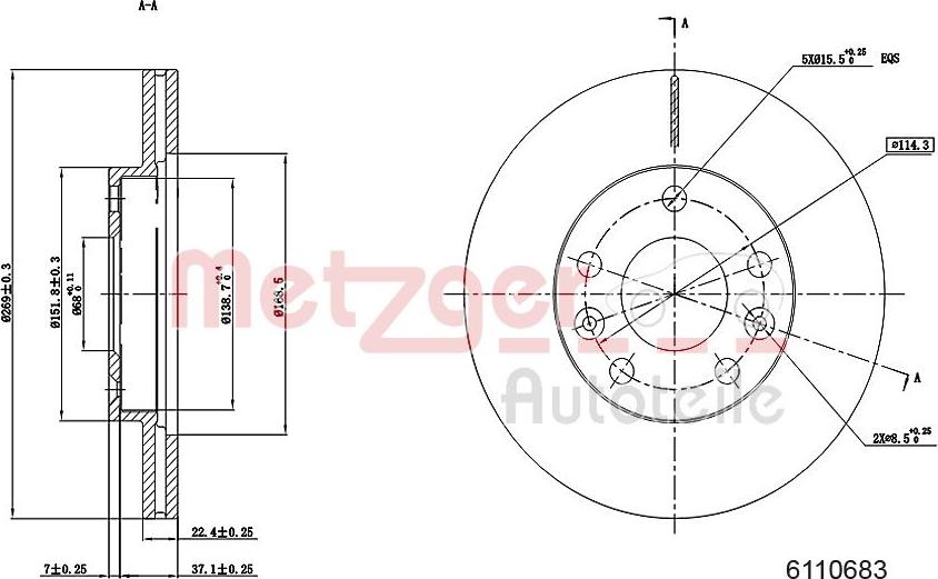 Metzger 6110683 - Спирачен диск vvparts.bg