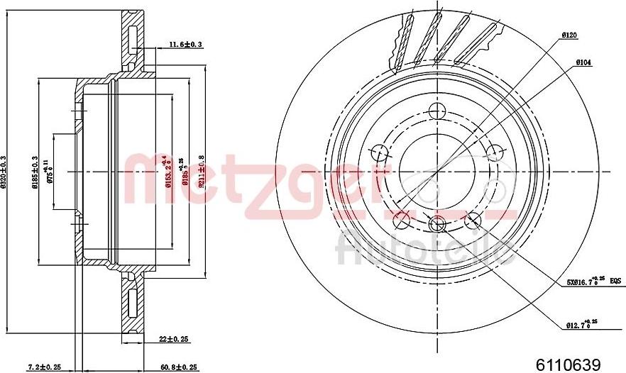 Metzger 6110639 - Спирачен диск vvparts.bg