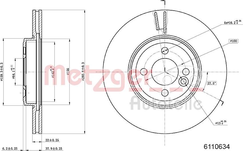 Metzger 6110634 - Спирачен диск vvparts.bg