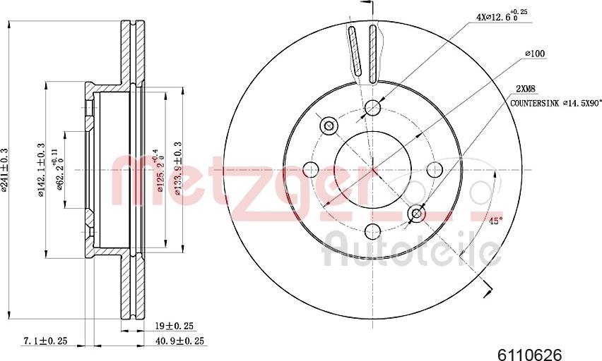 Metzger 6110626 - Спирачен диск vvparts.bg