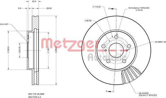 Metzger 6110623 - Спирачен диск vvparts.bg