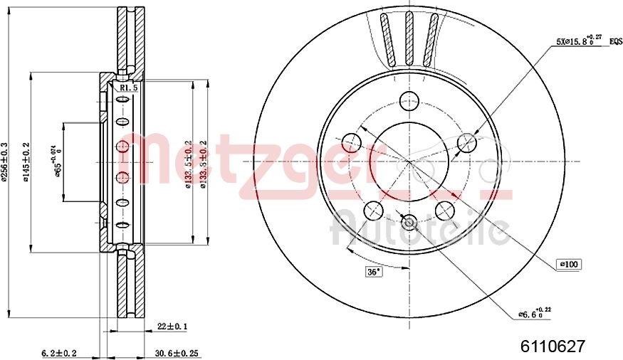 Metzger 6110627 - Спирачен диск vvparts.bg