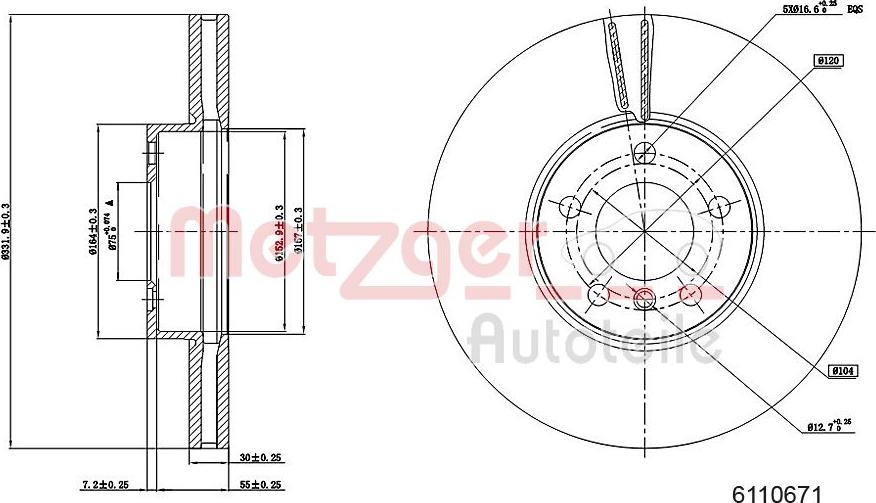 Metzger 6110671 - Спирачен диск vvparts.bg