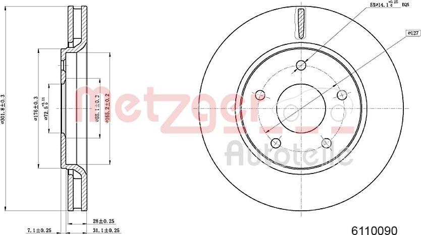 Metzger 6110090 - Спирачен диск vvparts.bg