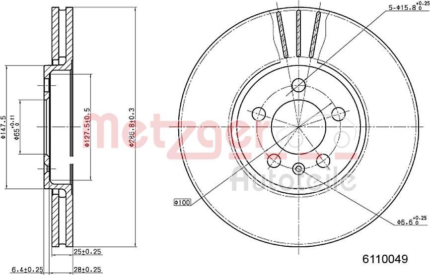 Metzger 6110049 - Спирачен диск vvparts.bg