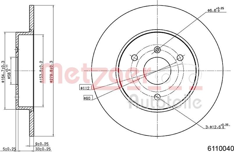 Metzger 6110040 - Спирачен диск vvparts.bg