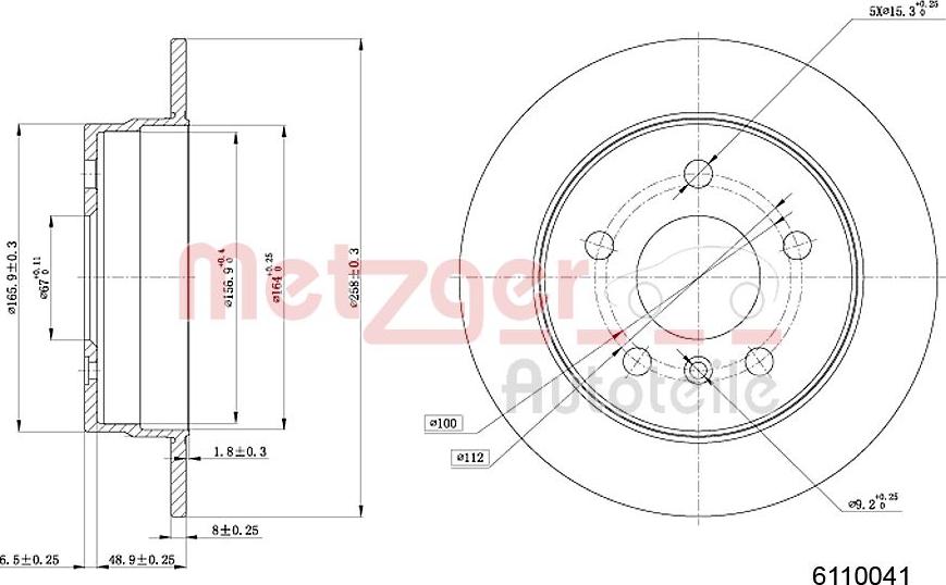 Metzger 6110041 - Спирачен диск vvparts.bg