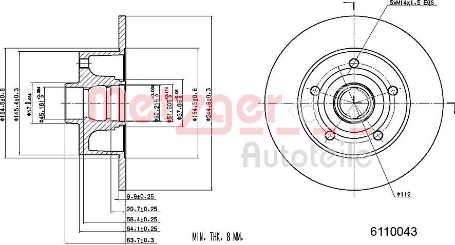 Metzger 6110043 - Спирачен диск vvparts.bg