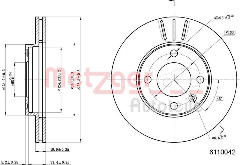 Metzger 6110042 - Спирачен диск vvparts.bg