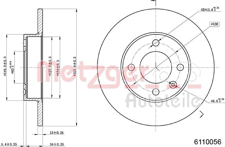 Metzger 6110056 - Спирачен диск vvparts.bg