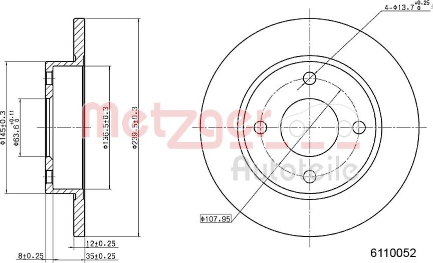 Metzger 6110052 - Спирачен диск vvparts.bg