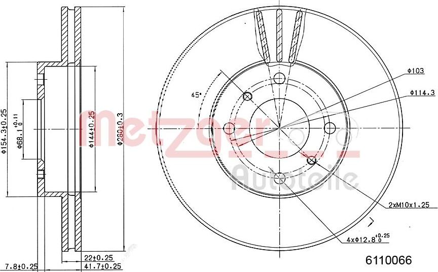 Metzger 6110066 - Спирачен диск vvparts.bg