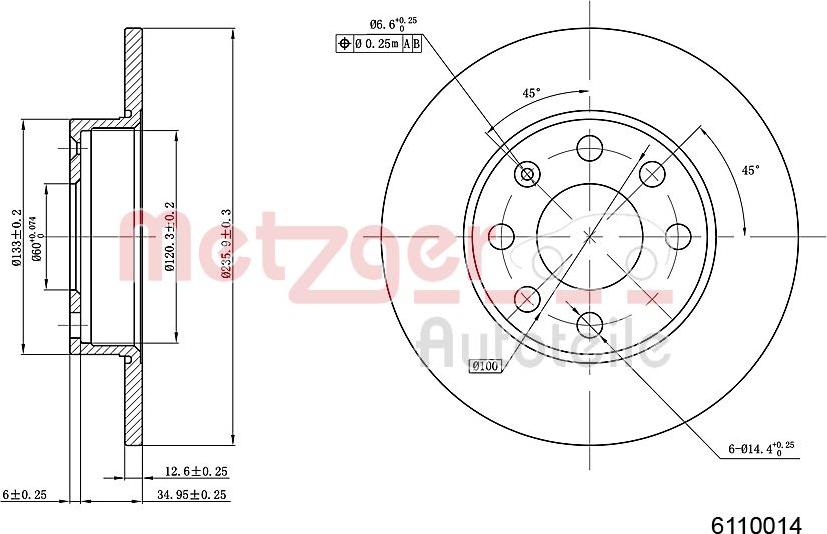 Metzger 6110014 - Спирачен диск vvparts.bg